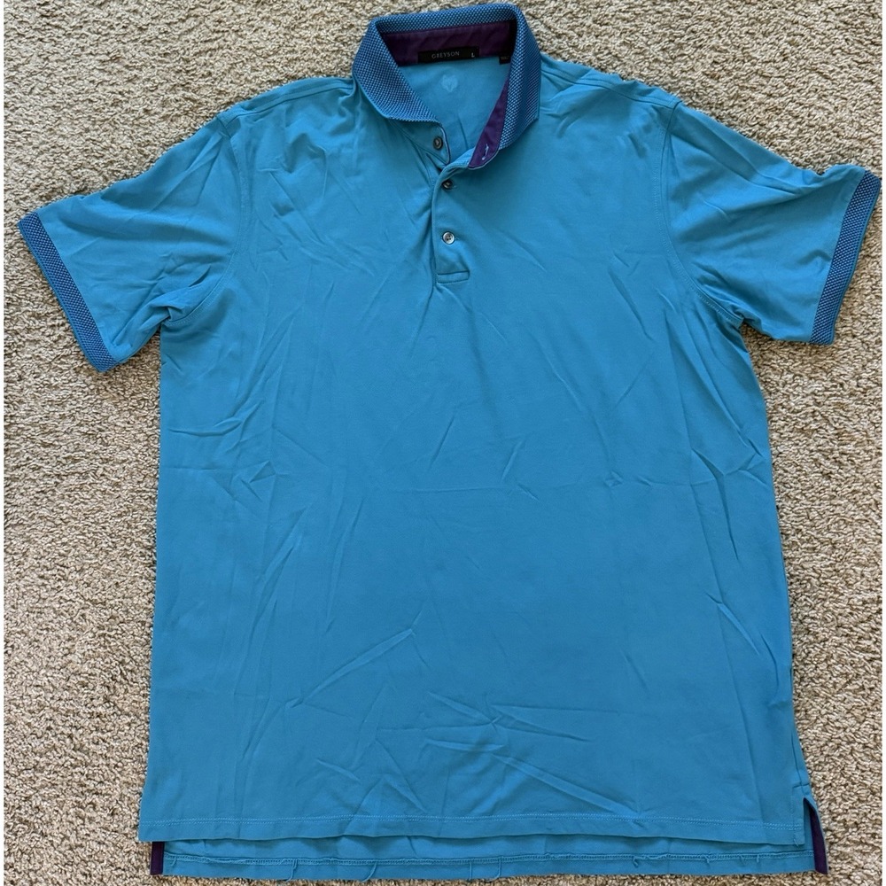 Greyson Polo Shirt Mens‎ Teal Blue Golf Stretch Size Large